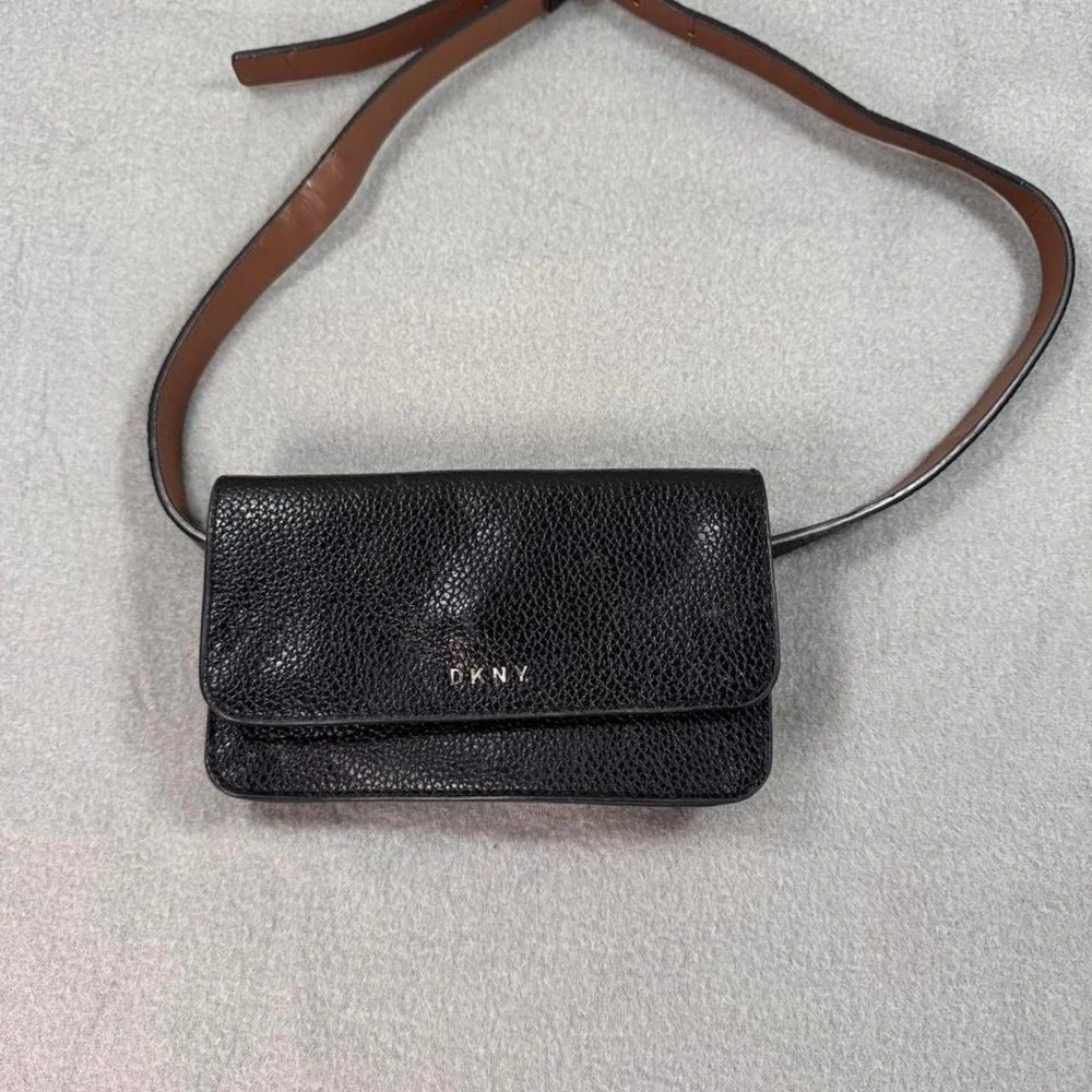 DKNY‎ Black Pebbled Leather Crossbody Bag Women's Adjustable Strap Purse